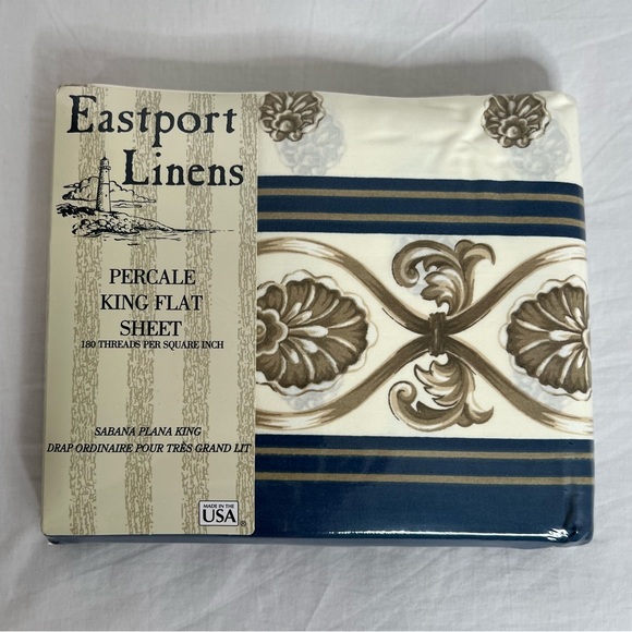 VTG Eastport Linens King Flat Sheet New in Package Madison Floral Made In USA - Picture 2 of 5